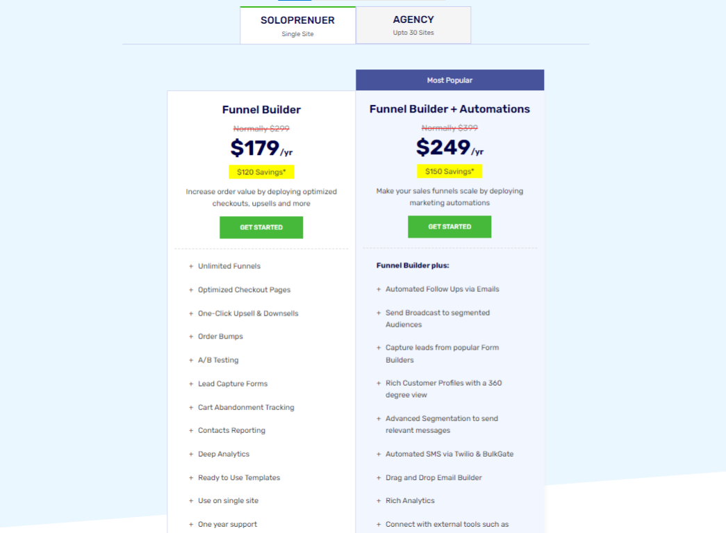funnelkit pricing - formerly woofunnels pricing -wordpress sales funnel builder