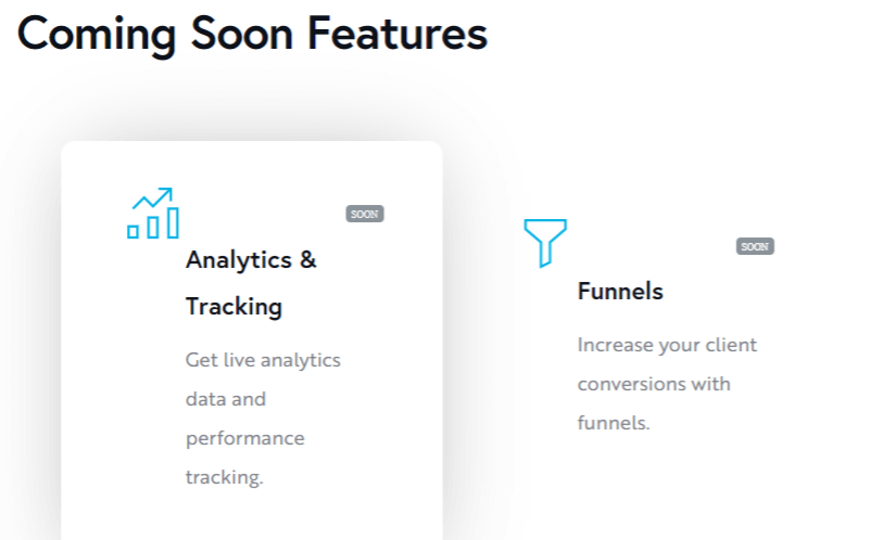 brizy cloud coming soon features - funnels, analytics & tracking